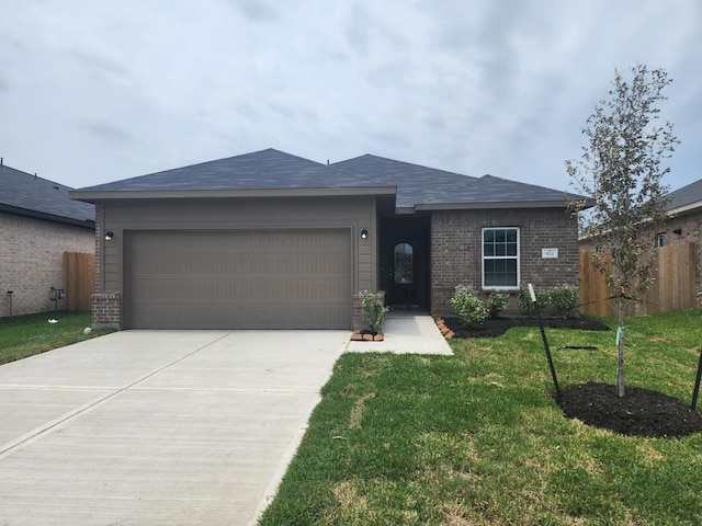 922 Alaska Cedar Dr, Crosby, TX 77532 - ranch-style home with an attached garage, concrete driveway, brick siding, and roof with shingles