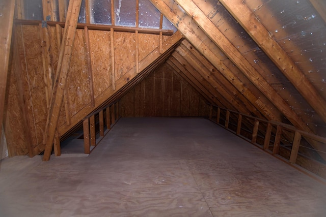 view of unfinished attic