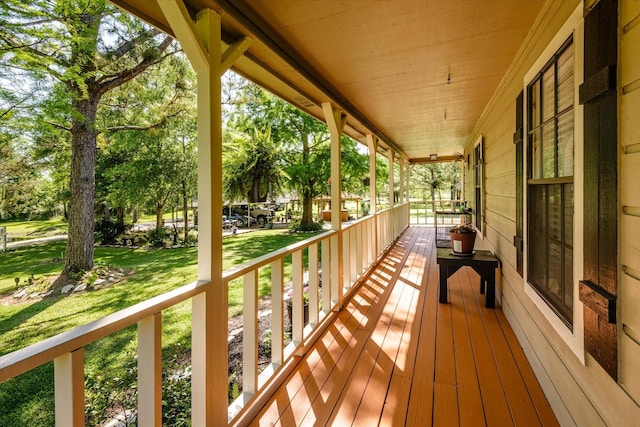 deck with covered porch