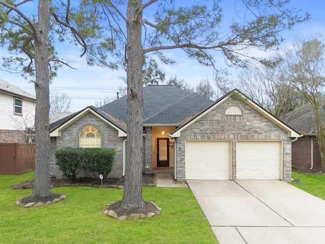 22731 Willhanna Dr, Katy, TX 77449 - view of front of house featuring roof with shingles, an attached garage, driveway, and brick siding