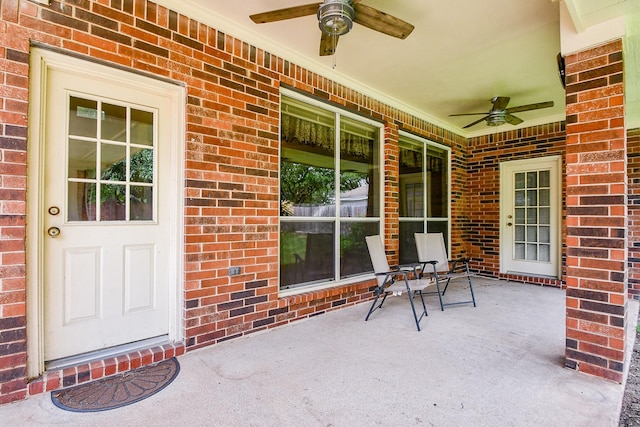 view of patio / terrace featuring a porch and ceiling fan