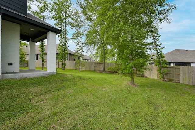 view of yard with a patio area and a fenced backyard