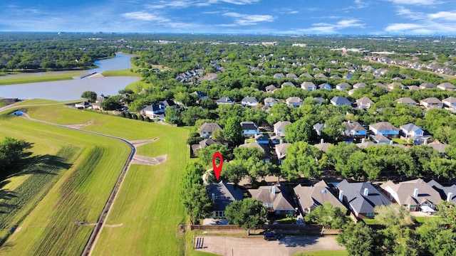 4902 Bellmead Dr, Missouri City, TX 77459 - aerial perspective of suburban area with a large body of water