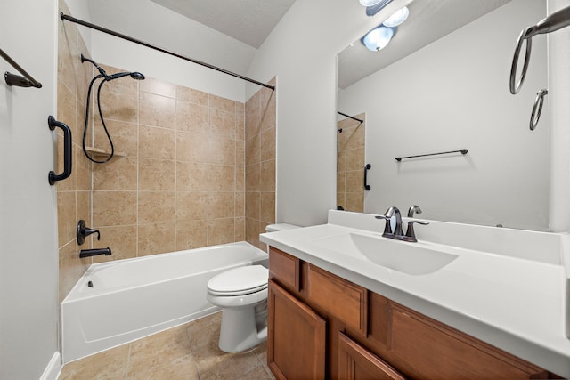 full bathroom with vanity, toilet, and shower / washtub combination