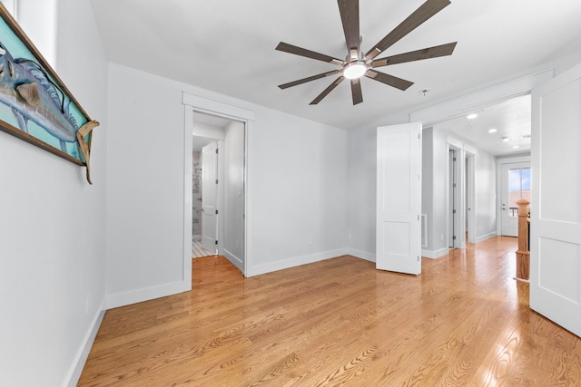 13 Caravelle Ct, Galveston, TX 77554 - spare room with ceiling fan, light wood-style floors, and recessed lighting