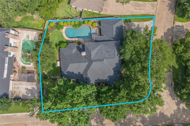8802 Kennet Valley Rd, Spring, TX 77379 - aerial view of property's location with property parcel outlined and a pool area
