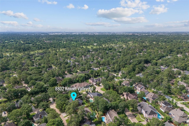 8802 Kennet Valley Rd, Spring, TX 77379 - aerial view of property and surrounding area featuring a forest and nearby suburban area