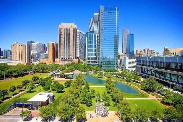 property's view of city with a water view