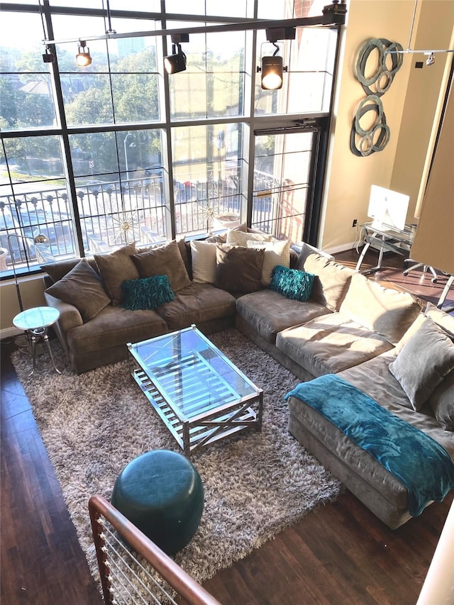 living area featuring wood finished floors