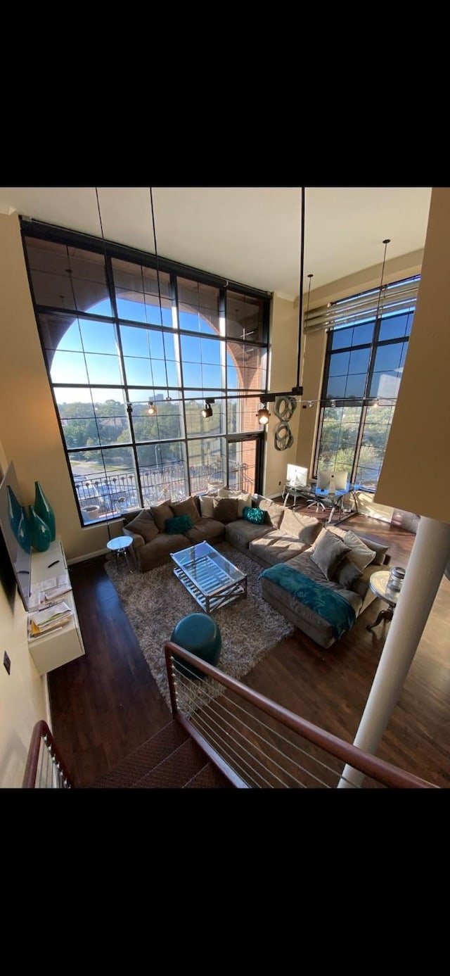 living area with wood finished floors