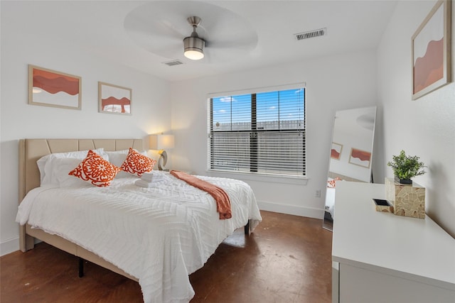 3412 St Emanuel St, Houston, TX 77004 - bedroom with concrete flooring, baseboards, and a ceiling fan