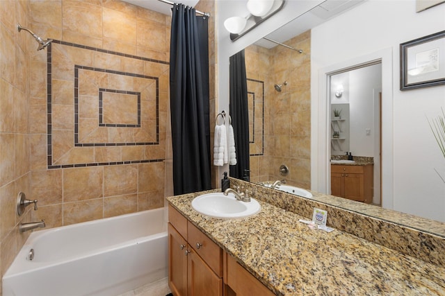 3412 St Emanuel St, Houston, TX 77004 - full bathroom with shower / bath combo with shower curtain and vanity
