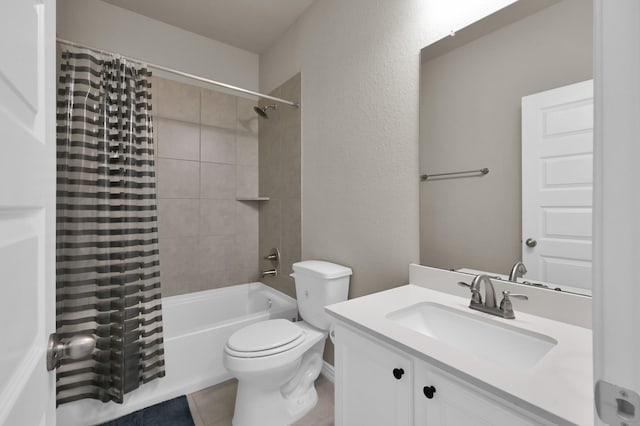 17052 Easter Lily Dr, Conroe, TX 77385 - bathroom featuring vanity, shower / tub combo with curtain, and toilet