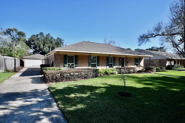 5718 Benning Dr, Houston, TX 77096 - view of front of home featuring a gate, brick siding, and covered porch