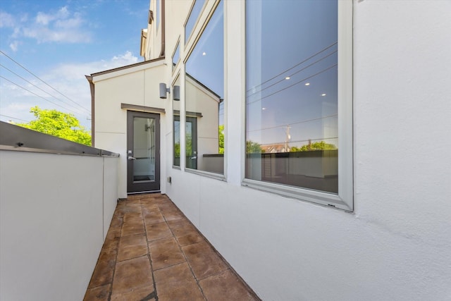 exterior space featuring stucco siding