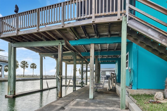 dock area featuring a water view