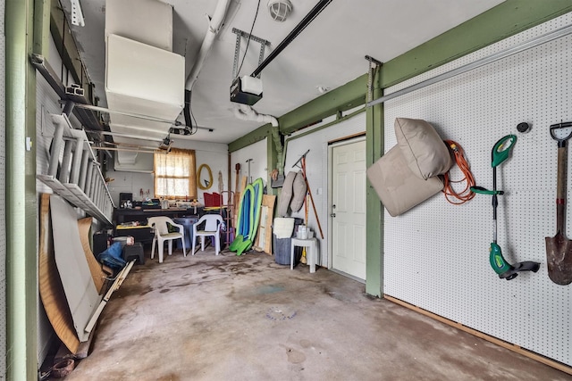 garage with a garage door opener