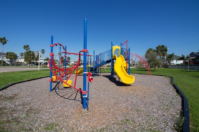 community playground with a lawn
