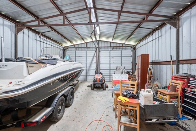 garage featuring metal wall