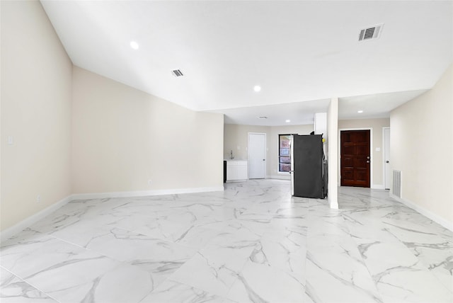 13723 Rocky Bluff Dr, Houston, TX 77085 - unfurnished living room with recessed lighting and light marble finish floors