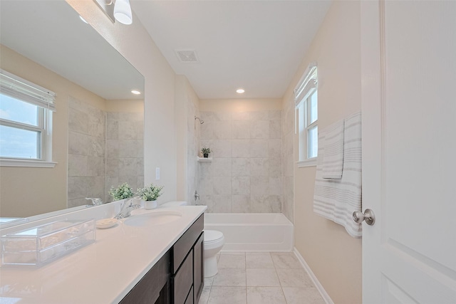 25327 Cheshire Knoll St, Katy, TX 77493 - bathroom with toilet, vanity, healthy amount of natural light, shower / tub combination, and recessed lighting