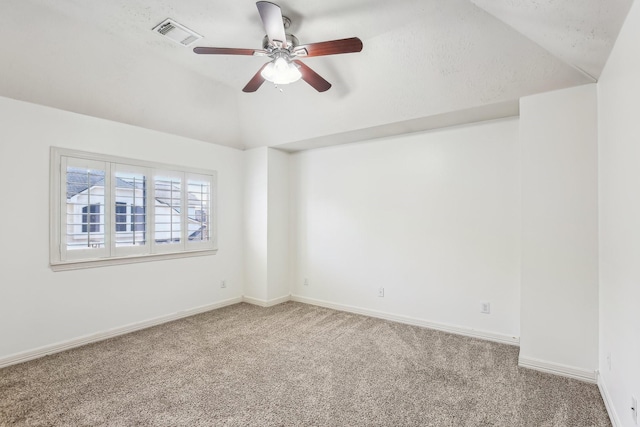 15614 Stone Gables Ln, Houston, TX 77044 - unfurnished room with lofted ceiling, carpet, ceiling fan, and baseboards