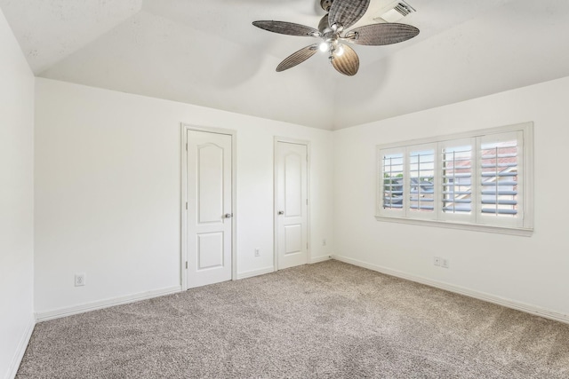 15614 Stone Gables Ln, Houston, TX 77044 - unfurnished bedroom featuring vaulted ceiling, carpet flooring, baseboards, and ceiling fan