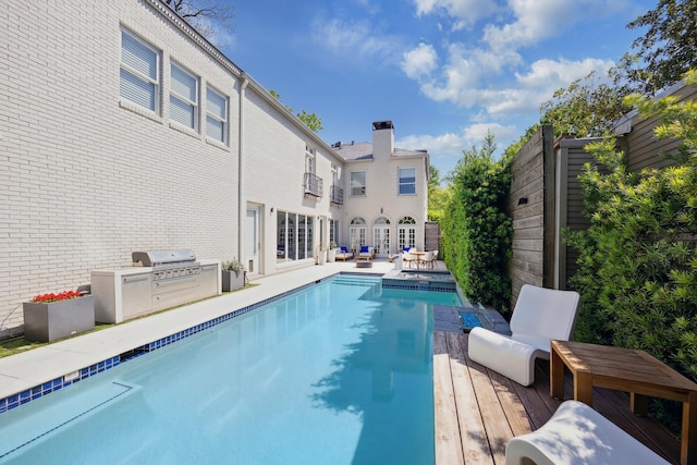 2114 Wroxton Rd, Houston, TX 77005 - view of pool with a pool with connected hot tub and grilling area