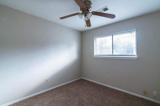16007 Sierra Vista Dr, Houston, TX 77083 - spare room with visible vents, ceiling fan, carpet floors, and baseboards