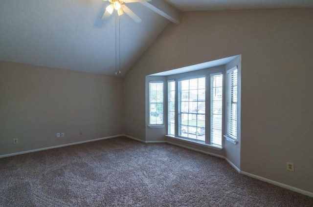 16007 Sierra Vista Dr, Houston, TX 77083 - empty room with beamed ceiling, ceiling fan, carpet floors, and baseboards