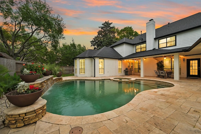 15431 Greens Cove Way, Houston, TX 77059 - view of pool featuring a patio, a fenced backyard, a pool with connected hot tub, and grilling area