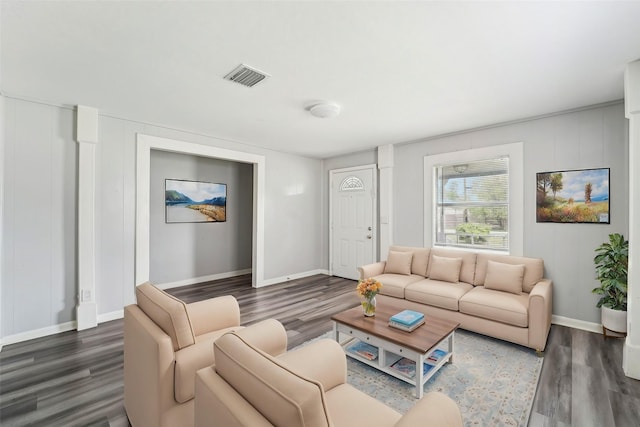 5910 Edward Dr, Houston, TX 77396 - living area with wood finished floors, baseboards, and visible vents