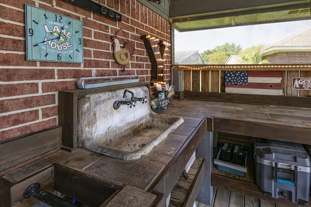 details featuring brick siding