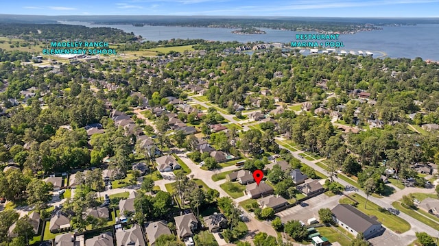 11926 Brightwood Dr, Montgomery, TX 77356 - bird's eye view featuring a residential view and a water view