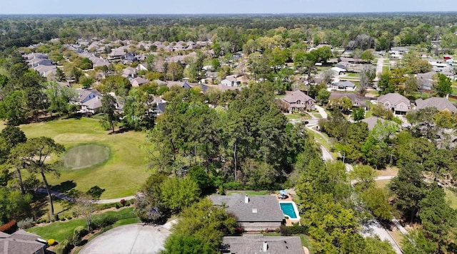 aerial view featuring a residential view and golf course view