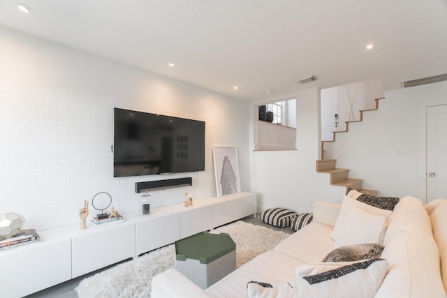 258 Sentry Maple Pl, The Woodlands, TX 77382 - living area with stairs and recessed lighting