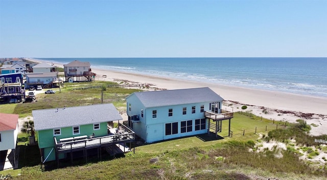 101 Saltgrass Ave, Surfside Beach, TX 77541 - aerial view featuring a beach view and a water view