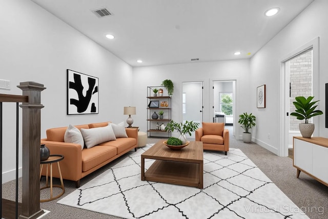 2015 Brackenridge St Unit A, Houston, TX 77026 - living area featuring carpet floors, recessed lighting, and baseboards
