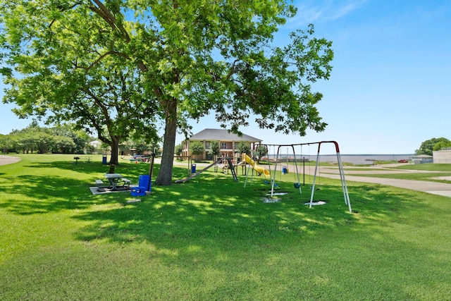 community playground with a lawn