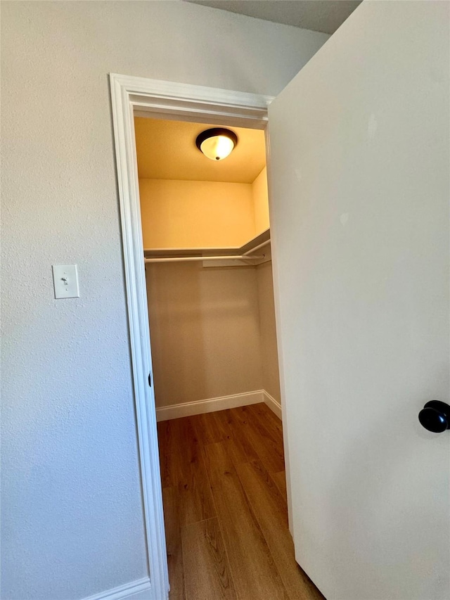 spacious closet with wood finished floors