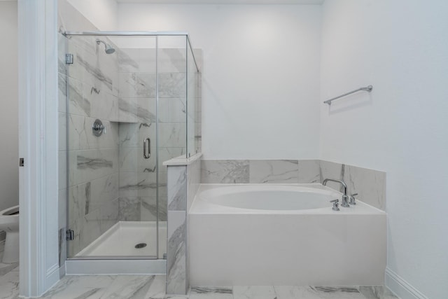 16958 Chapel Knox Dr, Humble, TX 77346 - full bath featuring a bath, marble finish floor, and a stall shower