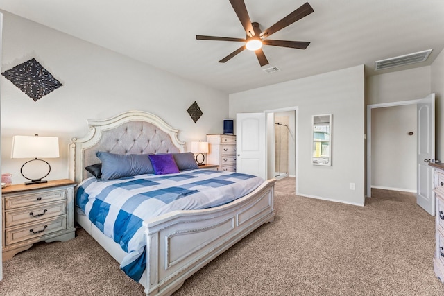 15038 Eastern Wood Rd, Magnolia, TX 77354 - bedroom with baseboards, a ceiling fan, light colored carpet, and visible vents