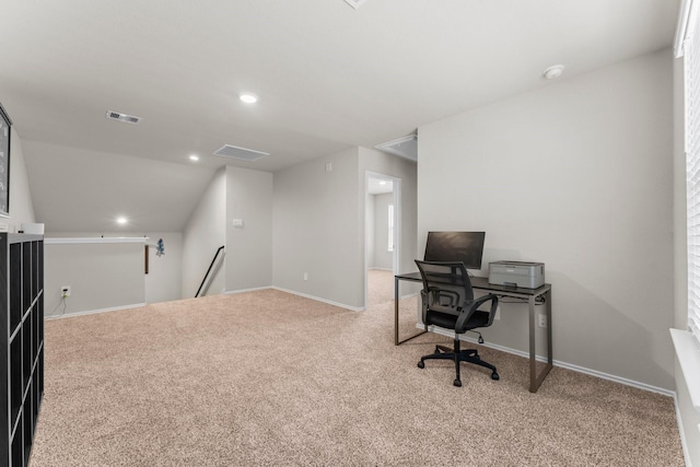 15038 Eastern Wood Rd, Magnolia, TX 77354 - carpeted home office featuring recessed lighting, baseboards, and visible vents