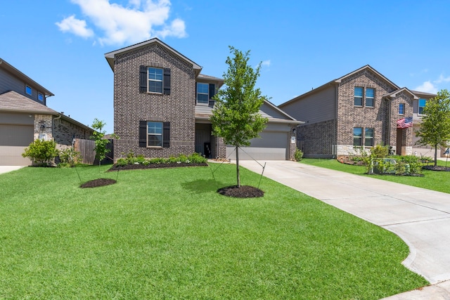 15038 Eastern Wood Rd, Magnolia, TX 77354 - traditional home with brick siding, a front lawn, and concrete driveway