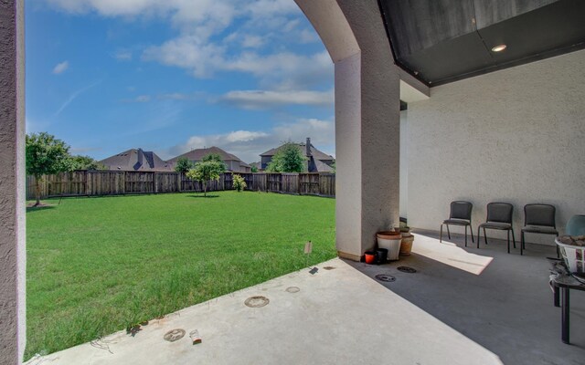 view of yard with a patio and a fenced backyard