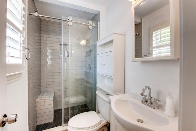4103 Donna Lynn Dr, Houston, TX 77092 - full bathroom with toilet, a stall shower, and vanity