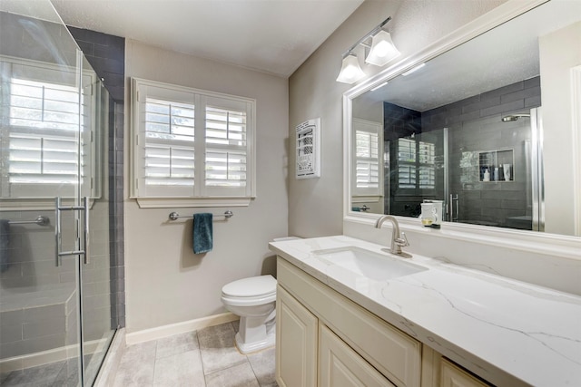 4103 Donna Lynn Dr, Houston, TX 77092 - full bathroom with a shower stall, toilet, vanity, and a wealth of natural light