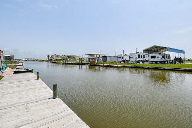 dock area featuring a water view