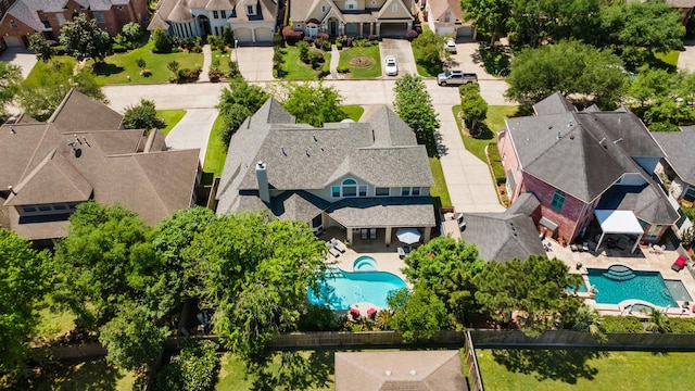 drone / aerial view with a residential view