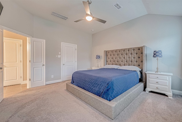 26626 Yukon Straight Dr, Richmond, TX 77406 - bedroom featuring visible vents, baseboards, carpet, and lofted ceiling